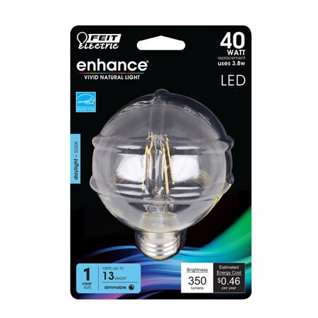 Feit Electric Feit Enhance G25 E26 (Medium) Filament LED Bulb Daylight 40 Watt Equivalence 1 pk BPG2540950CAFLR